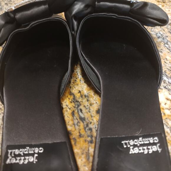 Jeffrey Campbell Black Satin Rhinestone Slip-On Mules Size 8.5 - Picture 12 of 12